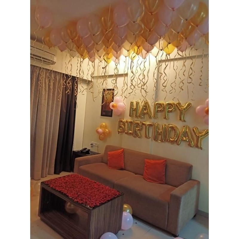 Paket Balon Dekorasi Happy Birthday/Ulang Tahun Pink-Gold/Balon Ulang Tahun/Paket Dekorasi Ultah Ana