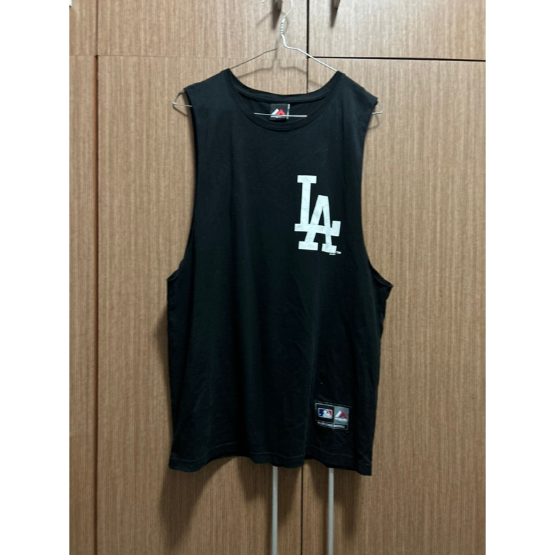 716 MLB LA major league baseball Majestic athletic tanktop sport olahraga hitam big logo pl preloved
