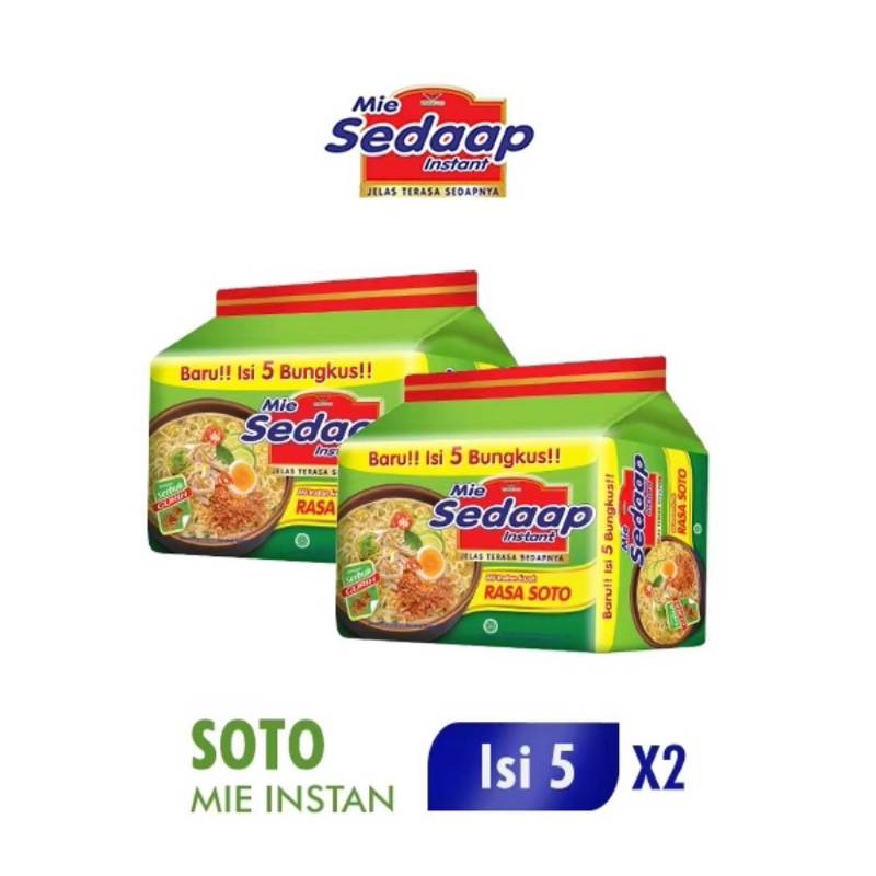 

Sedaap mie instan Soto isi 5 bag 76g x2