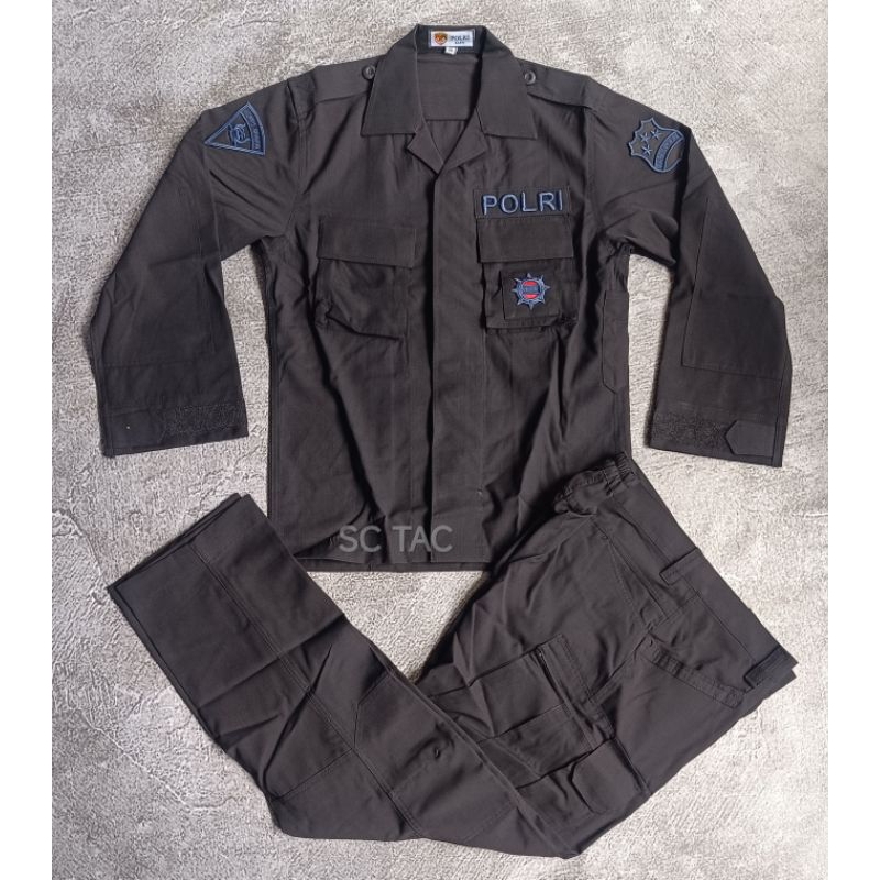 Seragam PDL Tactical Hitam Halus Brimob  2023