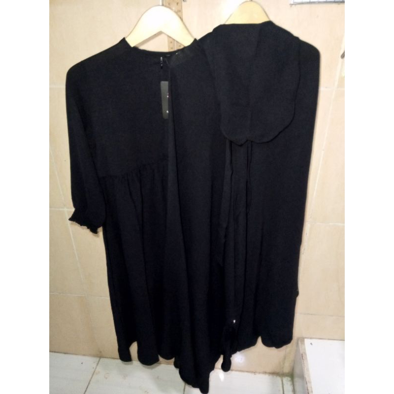 set hijab gamis anak Salvina kids warna hitam free cadar