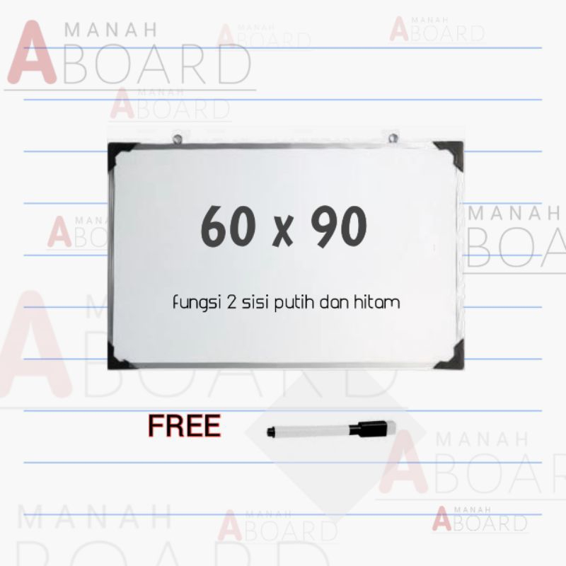 

Papan Tulis Whiteboard Uk 60x90 free spidol wipe & clean