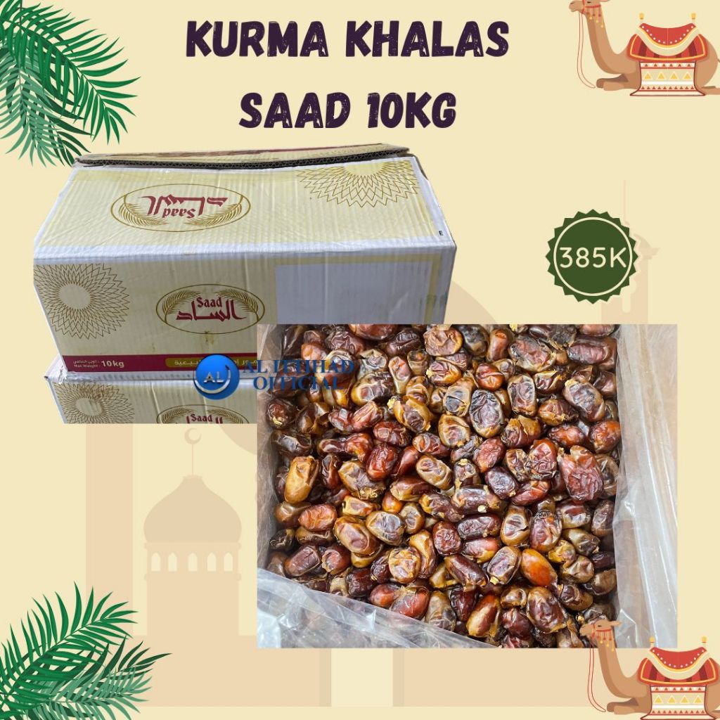 

KURMA KHALAS SAAD PREMIUM 10KG, fresh kurma kholas sa'ad empuk exp baru 2026 best seller