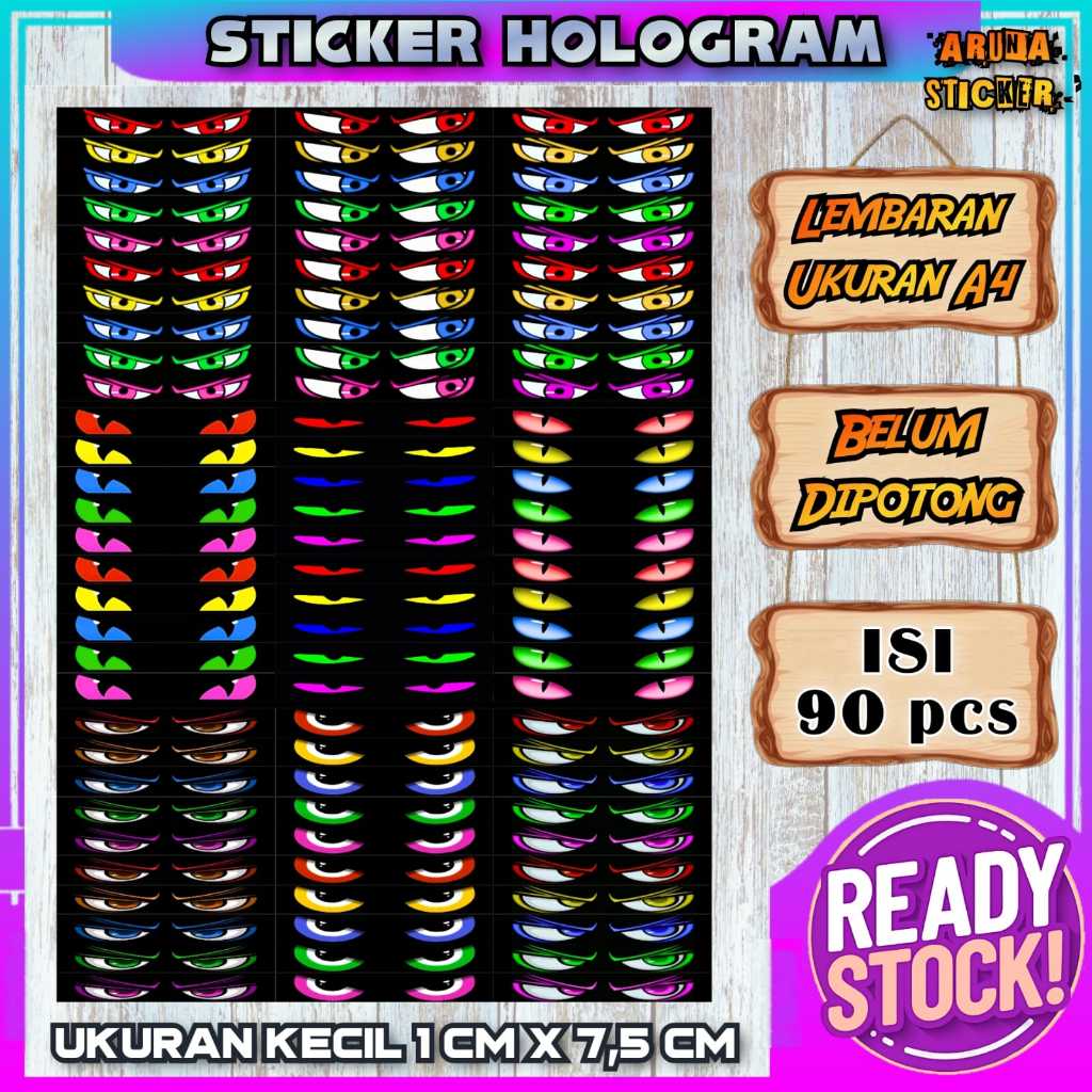 

90/30 PC STIKER STROBO MATA MINIATUR BUS Bahan Hologram Anti Air