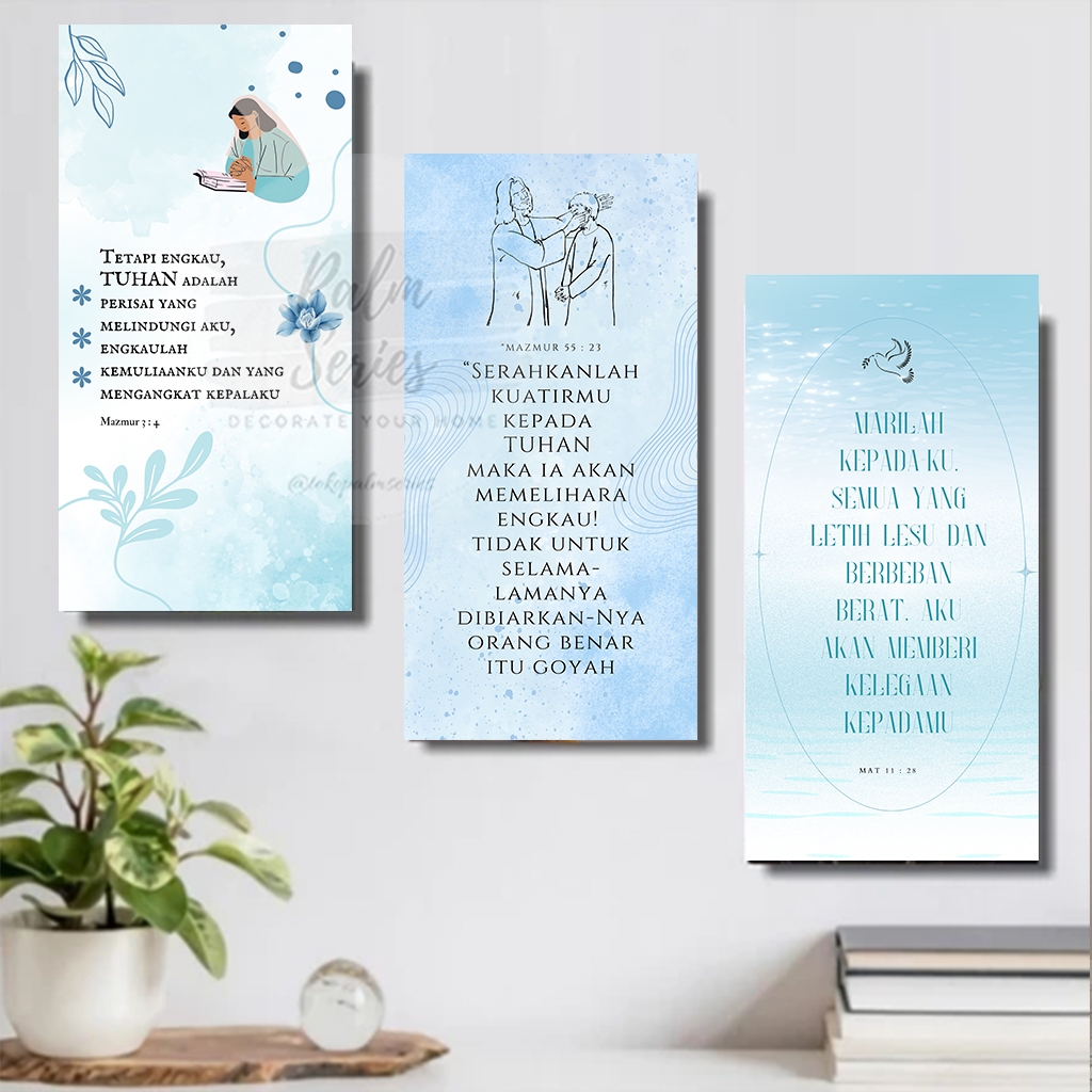 37- 10x20 Hiasan Dinding AYAT BIBLE Poster Kayu Wall Decor Ruang Tamu Ayat Alkitab Kristen