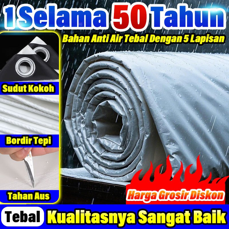 【300% Lebih Tebal】kain tenda putih terpal tenda terpal anti air dan panas 1x2 2×2 2x4 2×6 3x4 3x5 4x