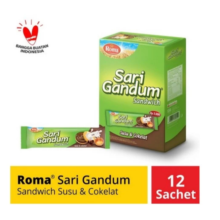 

ROMA SARI GANDUM COKELAT / 1 BOX ISI 12 PCS / 36gr