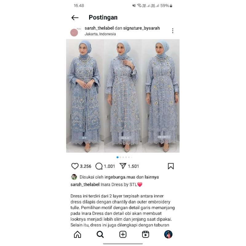 PL Dress Pesta Sarah TheLabel (warna denim)