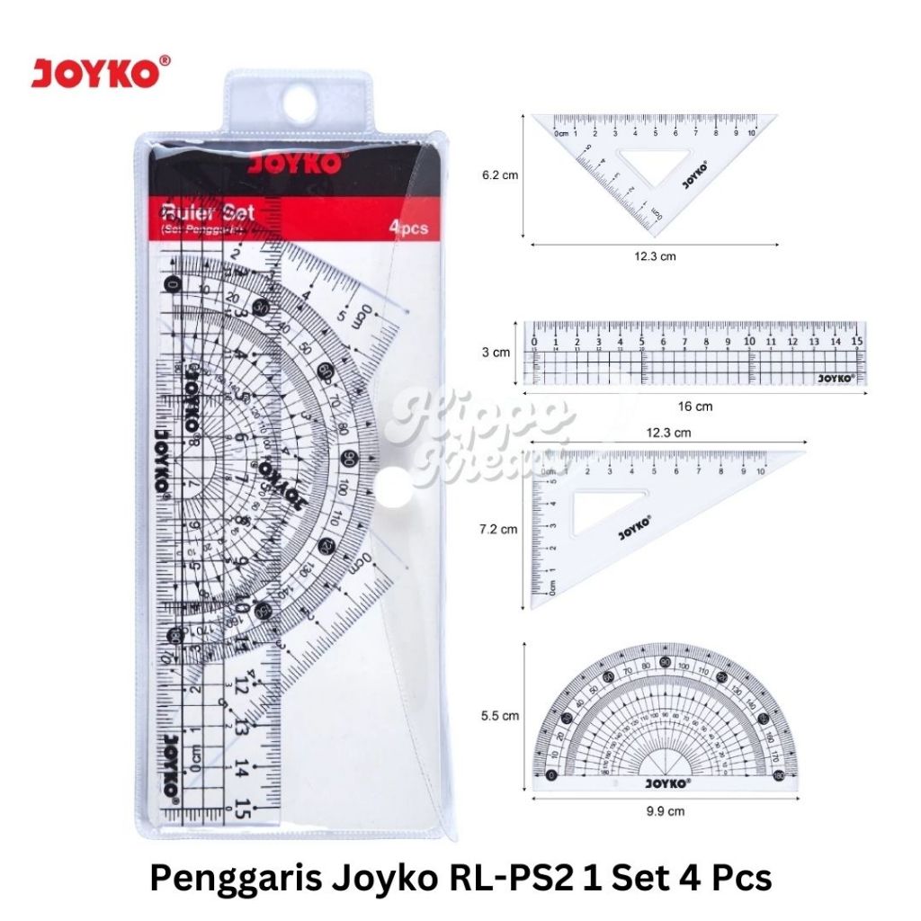 

Penggaris Joyko 1 Set 4 Pcs RL-PS2 (1 Set) / Penggaris Set / Ruler / Penggaris Plastik (1 Set)