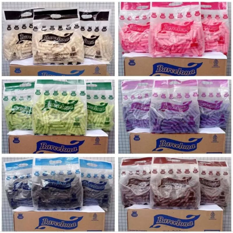 

wafer roll Barcelona ada 6 varian rasa kemasan 500gram