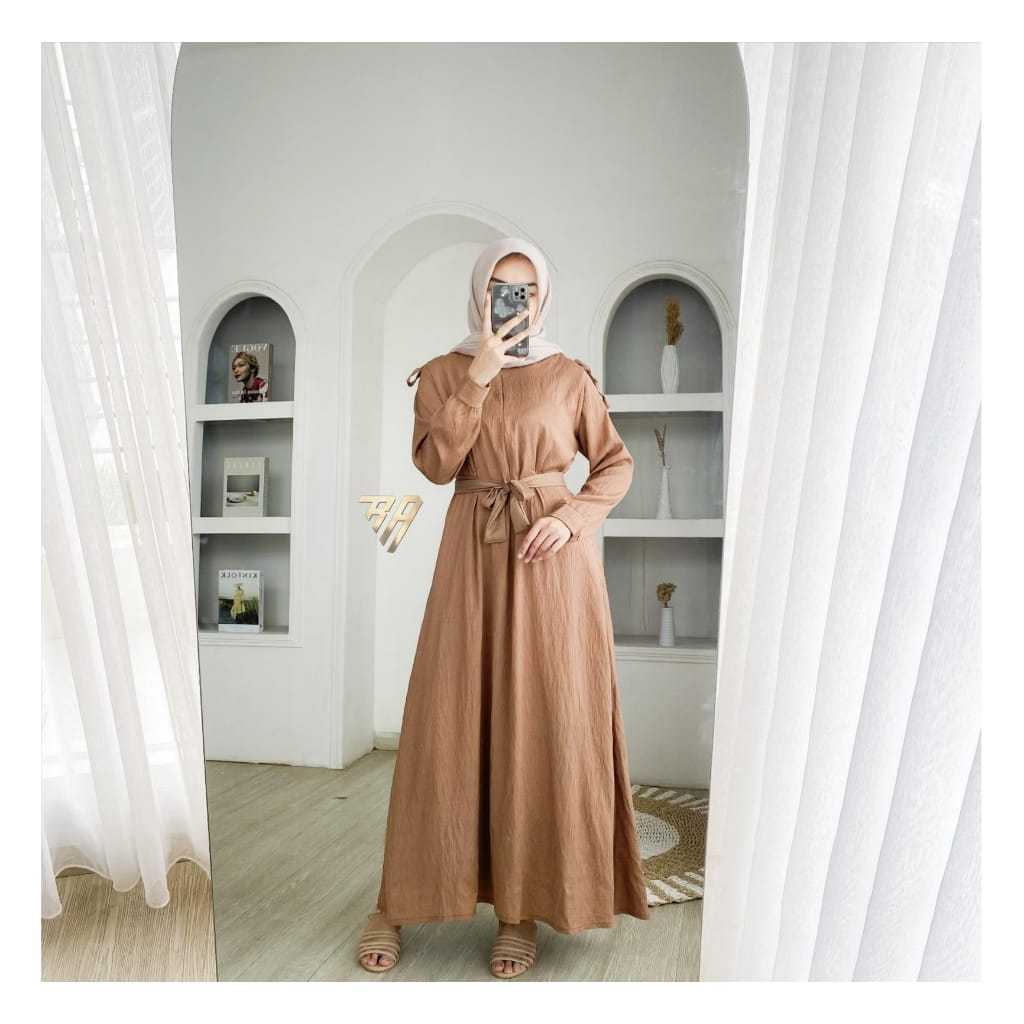 LIZZA DRESS  Dress Vintage Korean Style Bahan Polo Line Premium Dress dan Set Hijab Gamis Rayon Moti
