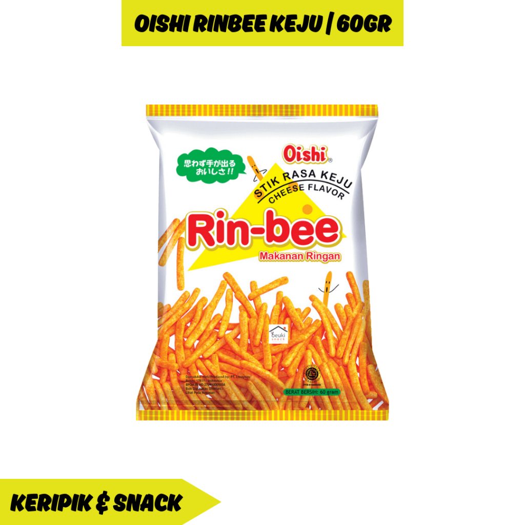 

Oishi Rinbee Rin-Bee Makanan Ringan Kentang Stik Rasa Keju