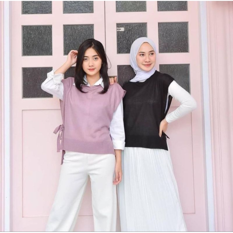 F (F6) OUTER VEST RAJUT TALI PINGGIR / ROMPI RAJUT PREMIUM