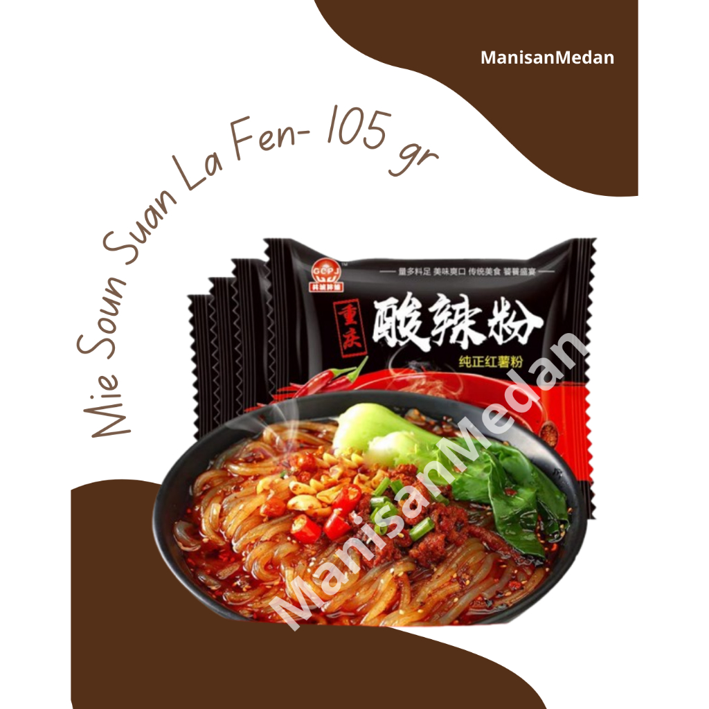 

Mie Soun - Mie Suan La Fen Mie Soun asam Pedas, Szechuan spicy & sour noodles 105 gr China