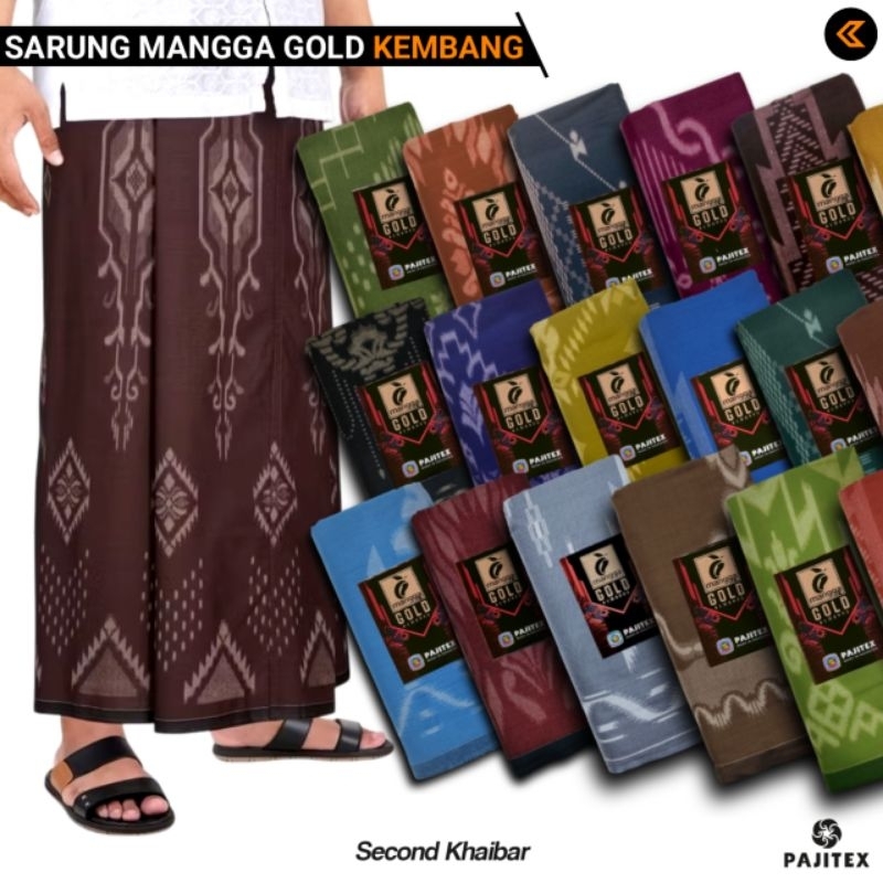 Sarung Cap Mangga Gold Kembang Dewasa Sarung Pria Hitam Motif Kembang Pajitex