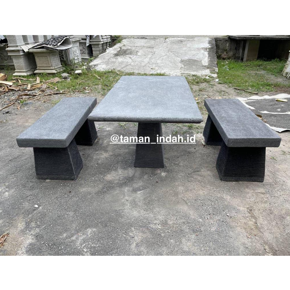 1 SET MEJA KURSI TAMAN BAHAN BATU CETAK PREMIUM
