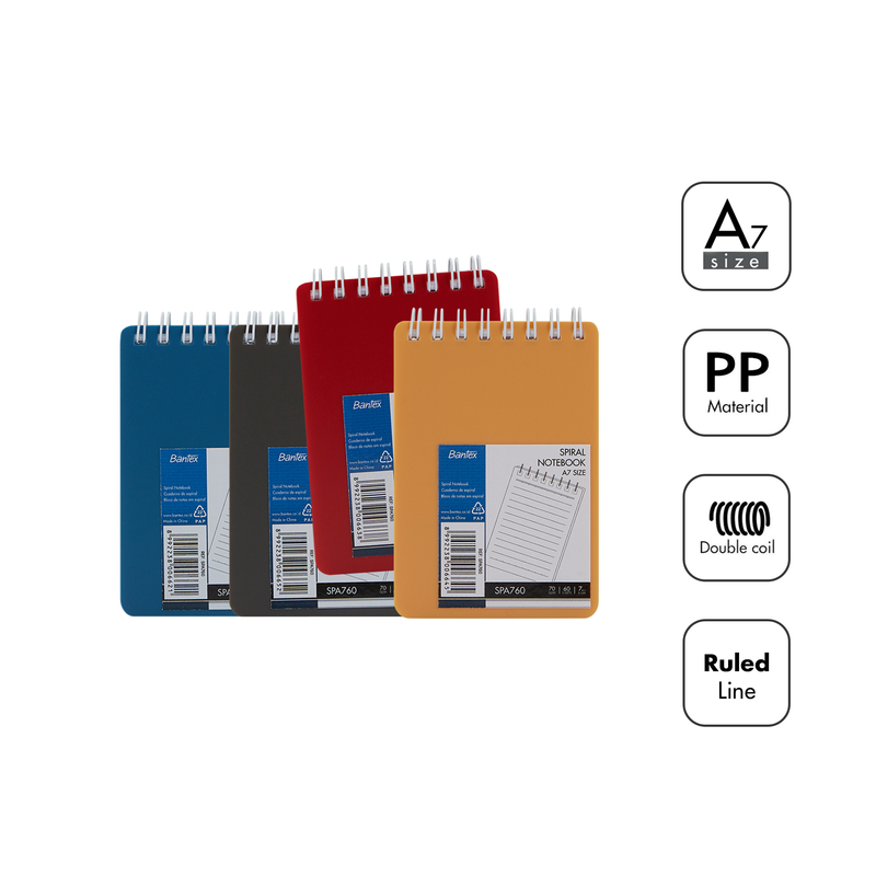 

[Stationery Home] Bantex Buku Catatan Mini / Spiral Notebook Ukuran A7 Ringkas dan Praktis SPA760