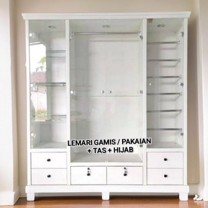 LEMARI GAMIS TAS HIJAB 4 PINTU / LEMARI HIJAB TAS 4 PINTU / LEMARI 4 PINTU HIJAB JILBAB TAS GAMIS / 