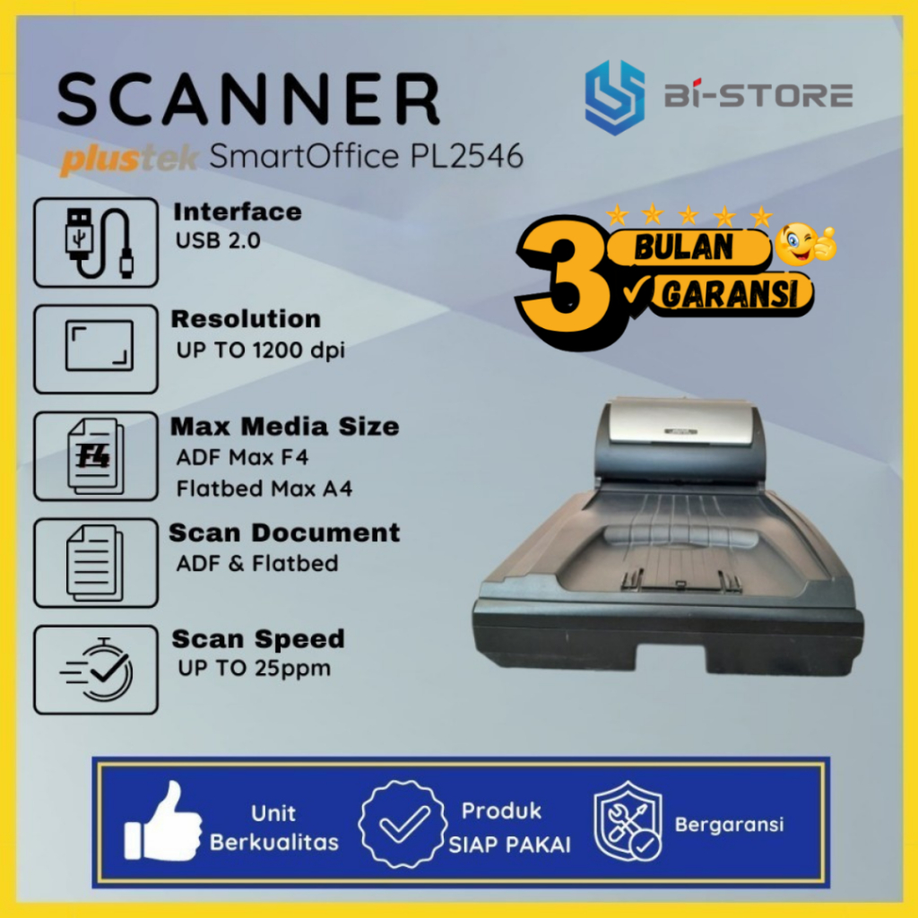 Scanner Folio Plustek Smart Office PL2546 Bisa Ukuran F4 Legal Folio