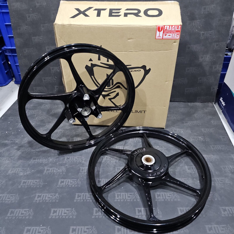 VELG RACING XTERO X6 SPORT RIM RING 17 X 160/160 PALANG 6 HITAM UNTUK YAMAHA AEROX 155