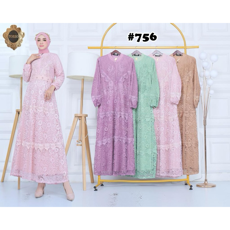 Gamis Brokat Premium Jumbo Busui Gaun Pesta Muslimah Grosir by Tozzo 756