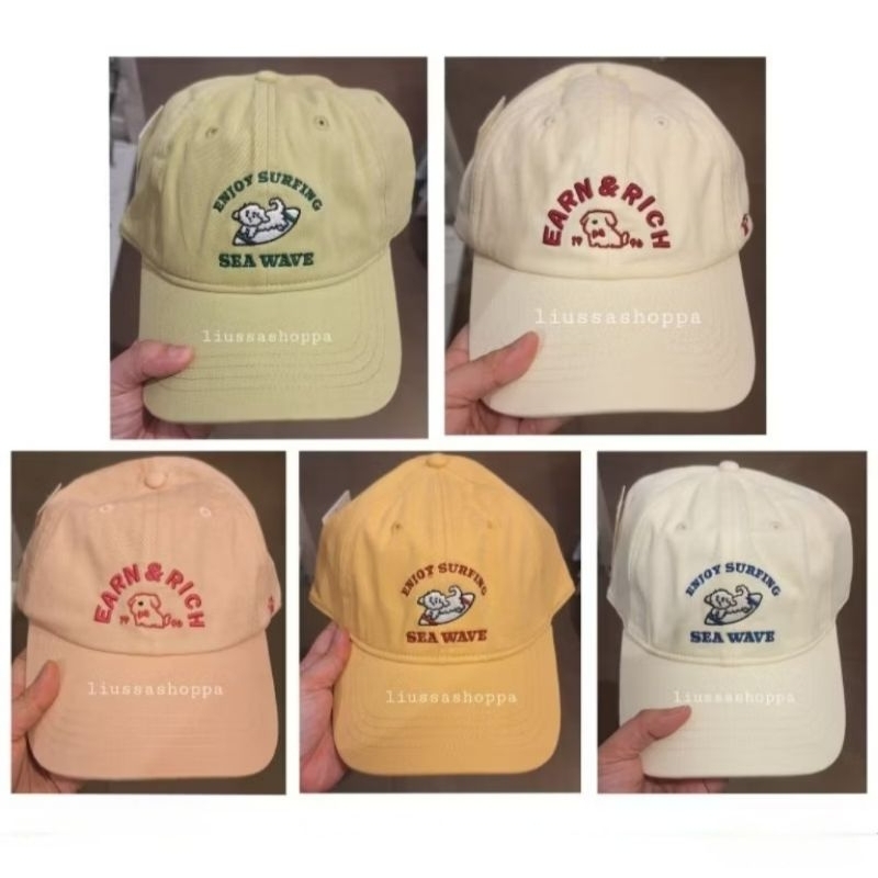 Topi Miniso - Earn & Rich Dog Embroidered Baseball Cap
