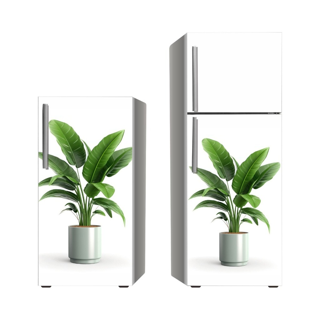 Sticker Kulkas 1 Pintu Dan 2 Pintu Motif Tanaman Daun Monstera