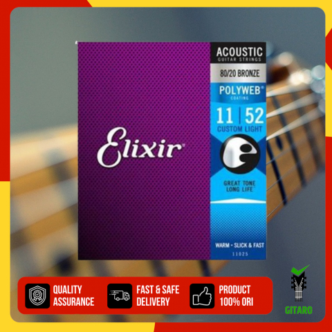 ELIXIR 11025 POLYWEB  Senar Gitar Akustik Elixir Original 11 Senar Gitar 11-52