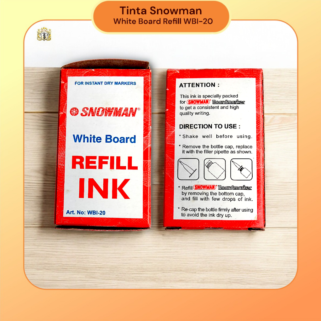 

Tinta Refill Marker White Board WBI-20 Warna Hitam / Tinta Spidol Papan Snowman / Tidak Permanent