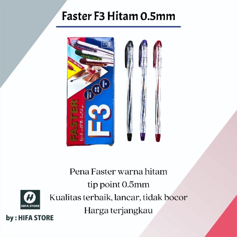

Pulpen Faster F3 Hitam 0,5 mm 1 pack