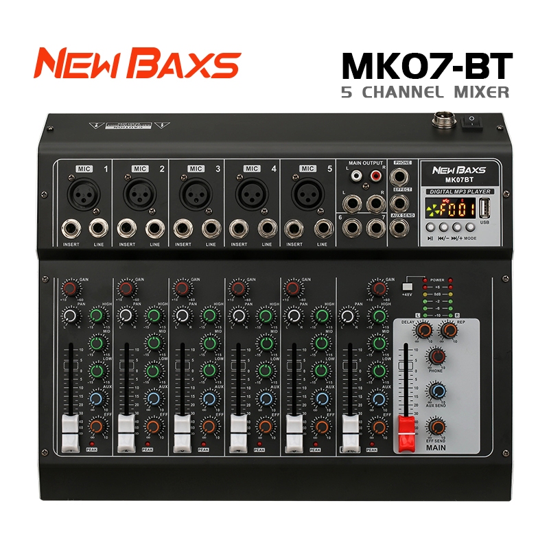 [NEW BAXS MK07BT Mixer audio murah meriah asli ] Mixer Profesional 7 Channel - Phantom Power 48V | R