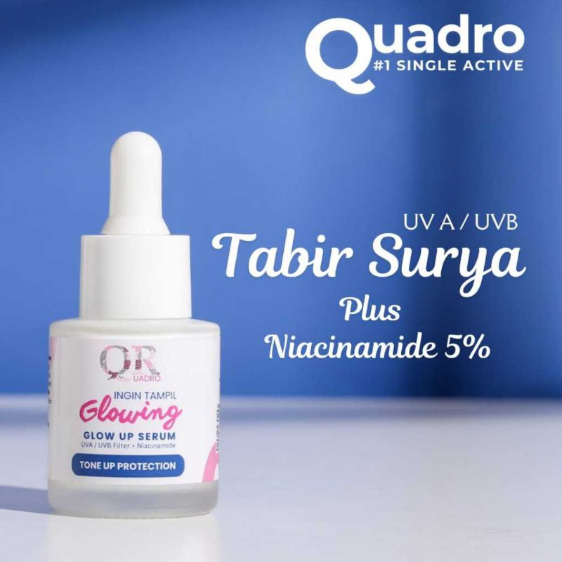 QR Quadro glow up serum sunscreen cocok untuk kulit sensitif .