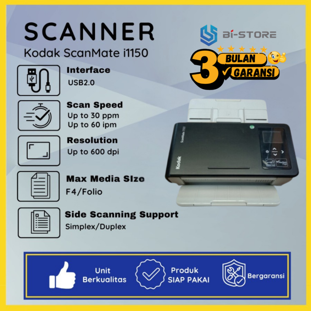 Scanner Folio F4 Kodak ScanMate i1150 Unit Normal Hasil Scan Bagus
