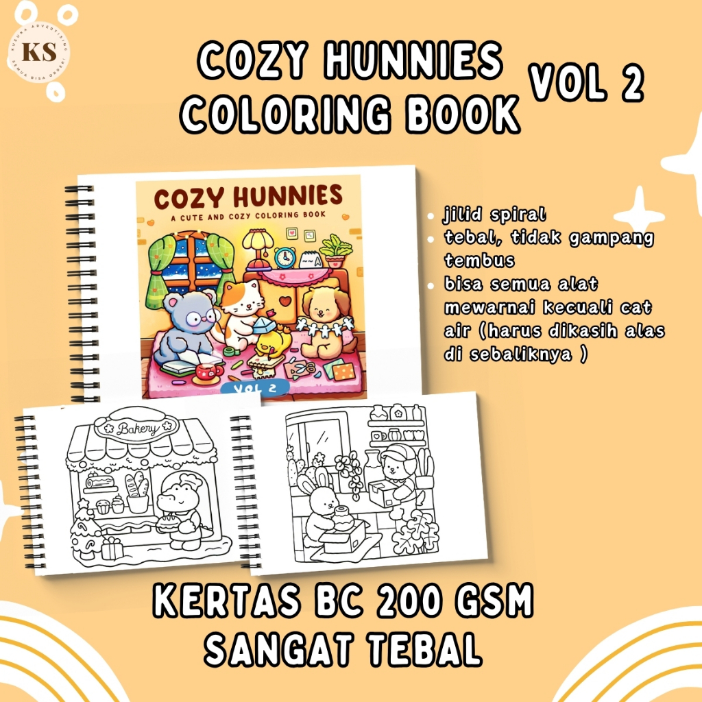 

COZZY HUNNIES VOL 2 Coloring Book For Kids And Adults Cozy Relaxing Buku Mewarnai Remaja Dewasa Aesthetic Kertas Tebal