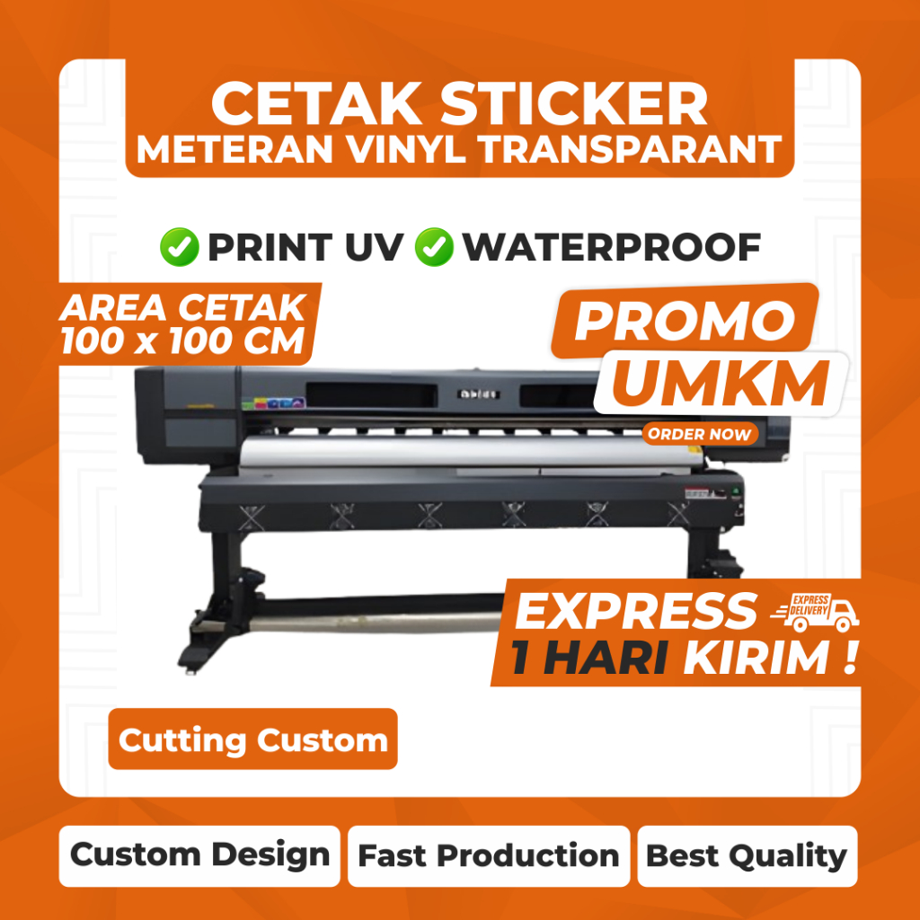 CETAK STIKER CUSTOM METERAN VINYL TRANSPARAN