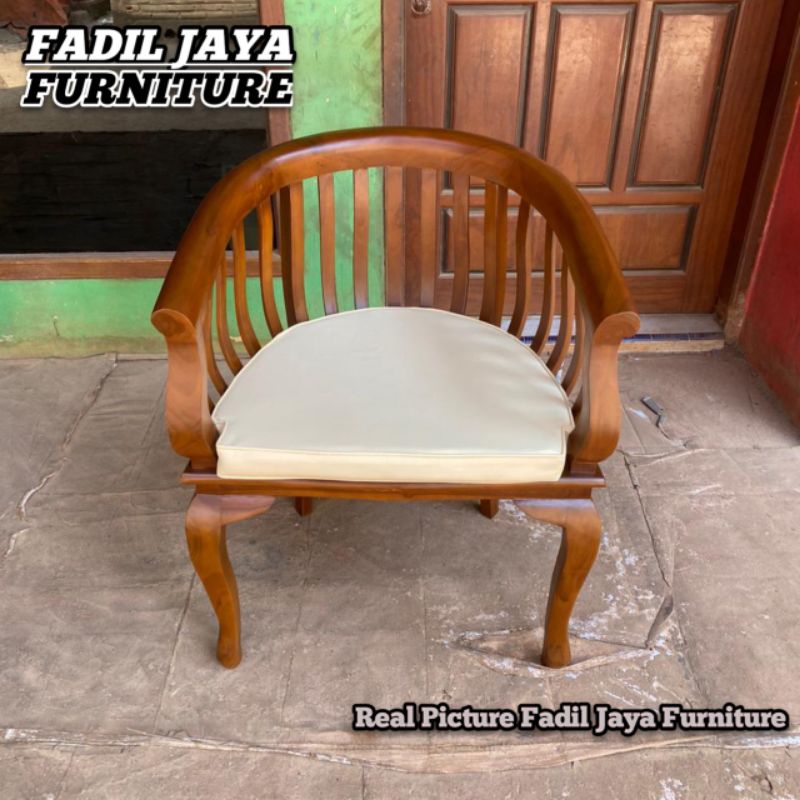 kursi teras Betawi kayu jati finising dudukan busa