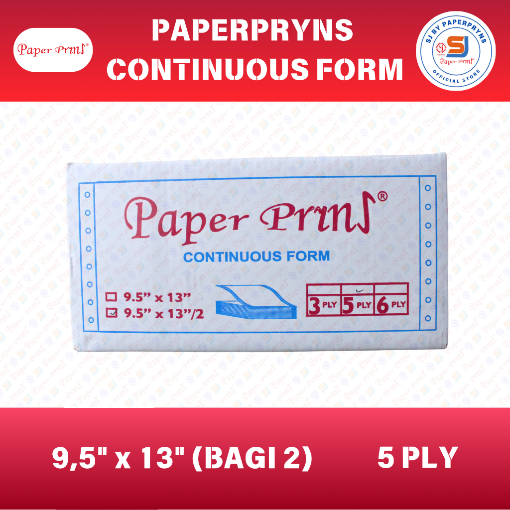 

PAPERPRYNS Continuous Form 9,5" × 13/2" (BAGI 2) - 5 PLY - NCR Sheets