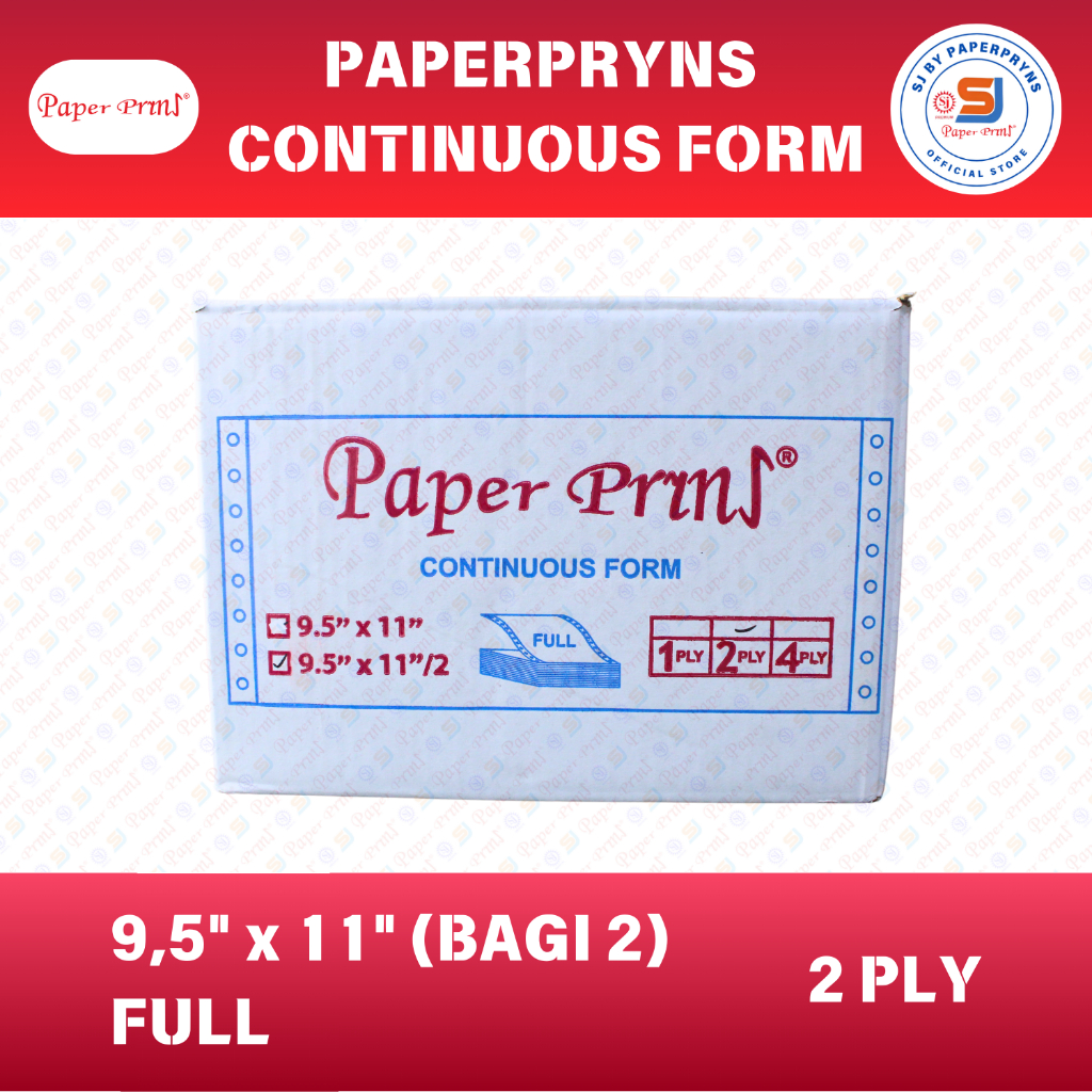 

PAPERPRYNS Continuous Form 9,5" × 11/2" (BAGI 2) - 2 PLY FULL - NCR Sheets