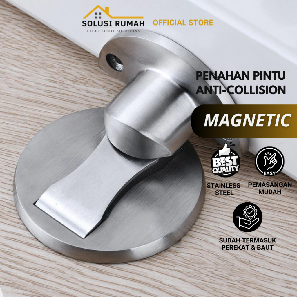 Penahan Pintu Rumah Magnetic Stainless Otomatis Ganjelan Bawah Pintu Anti Gores Tembok