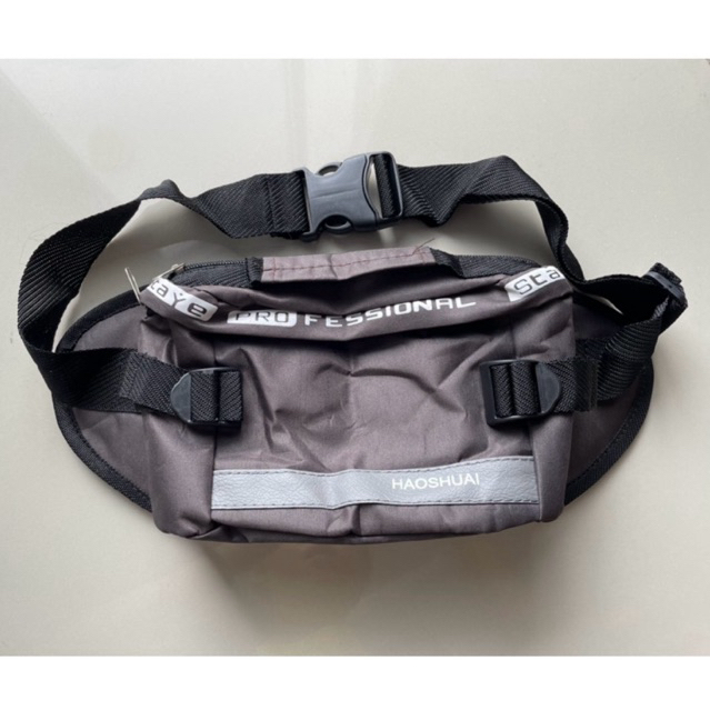 Haoshuai Waist Bag Tas hitam Waterproof Pria