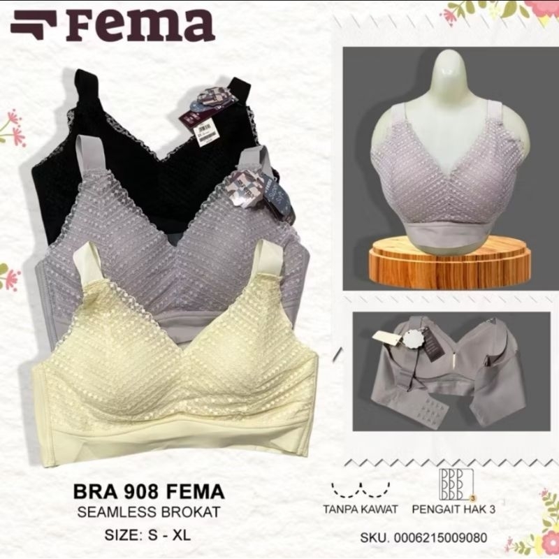 BH BRA SEAMLESS import TANPA KAWAT Renda Brokat FEMA PENGAIT 3 CUP B ADEM LEMBUT HALUS MURAH PREMIUM