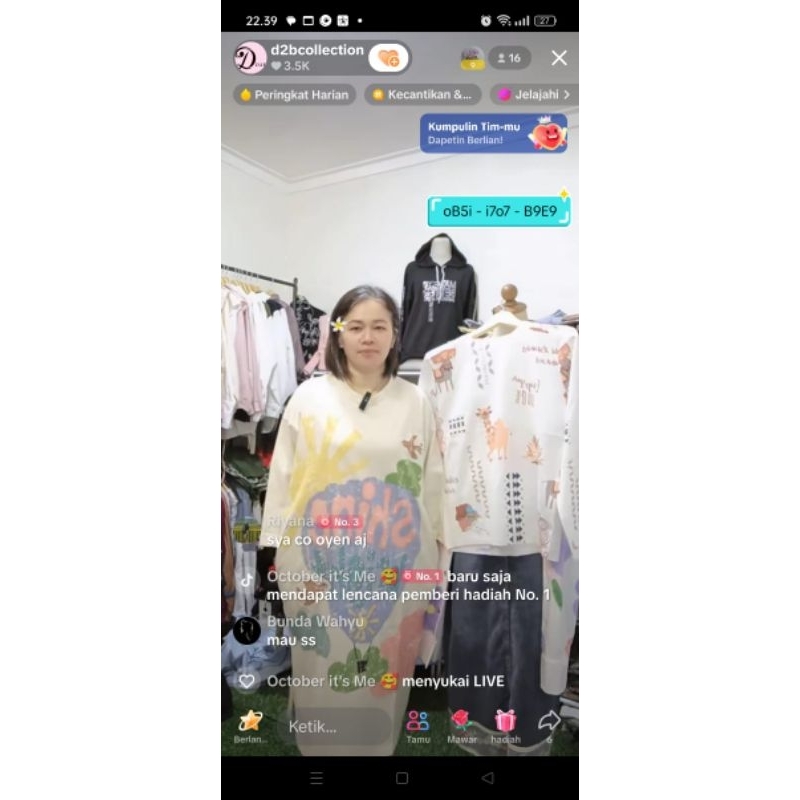 tunik kaos lengan 7/8