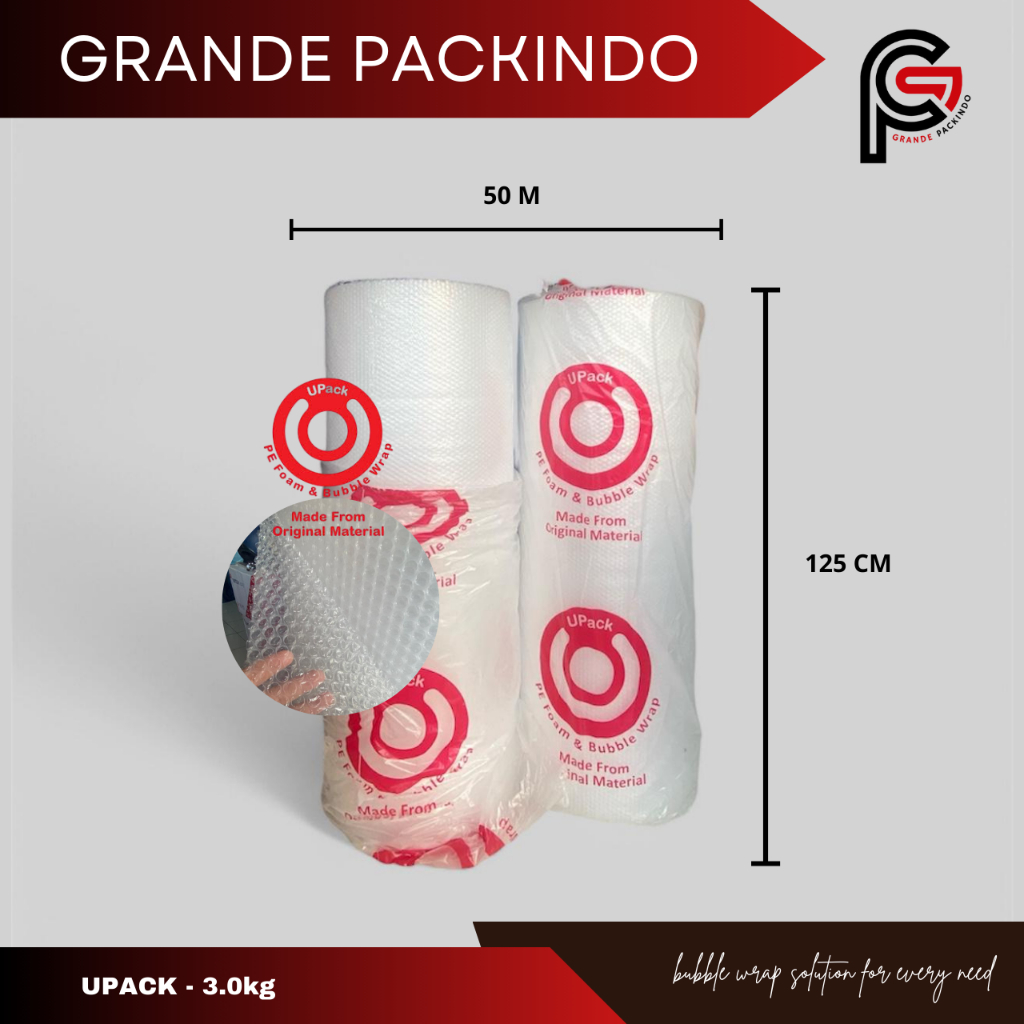 

TERMURAH!!! Bubble Wrap Roll PREMIUM MURAH 125cm x 50m Ukuran 3.0 kg Merek UPACK MURAH BERKUALITAS