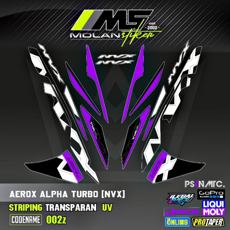 Decal Sticker Striping Variasi Transparan Uv All New Aerox Alpha NVX Aerox Turbo NVX All New Aerox A