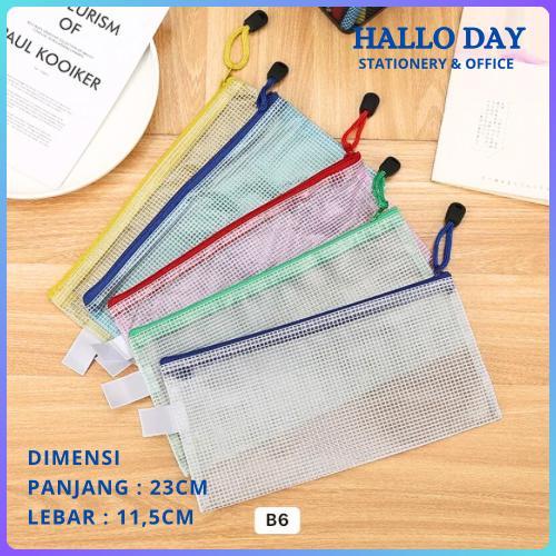 

HD Zipper Bag Map Jaring Plastik Kotak Pensil Pouch Makeup Tempat Pensil