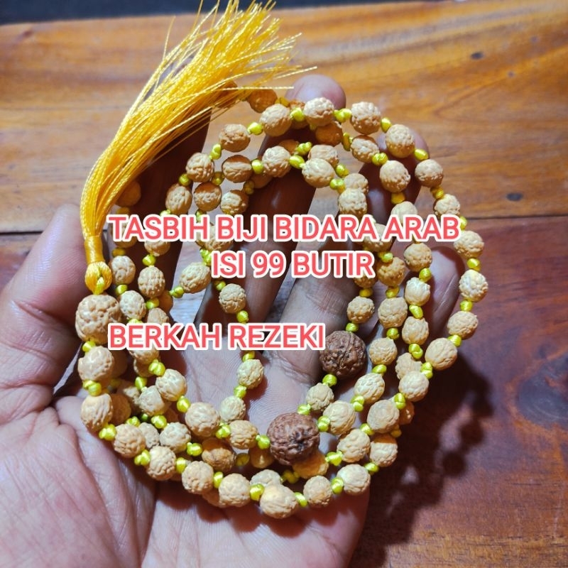 TASBIH BIJI BIDARA ARAB 99 BUTIR TALI KUNING