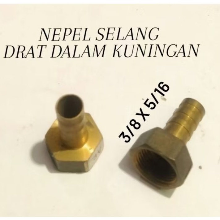 Nepel Selang Drat Dalam Kuningan 3/8 X 5/16
