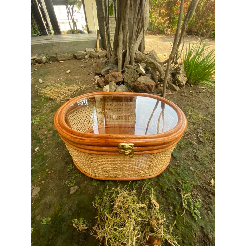 Oval Square Akrilik Kecil 30x20x15 Box Rotan Kotak Hampers