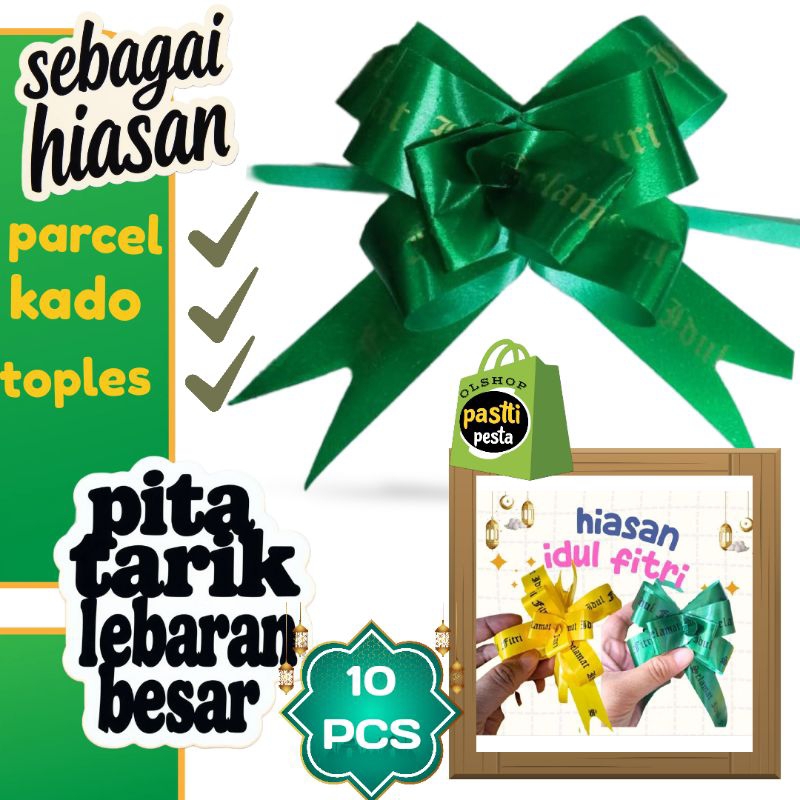 

(10 pics, uk besar) pita tarik idul fitri, puta kado idul fitri, pita hadiah lebaran, pita tarik kupu kupu, dekorasi parcel, hiasan kado