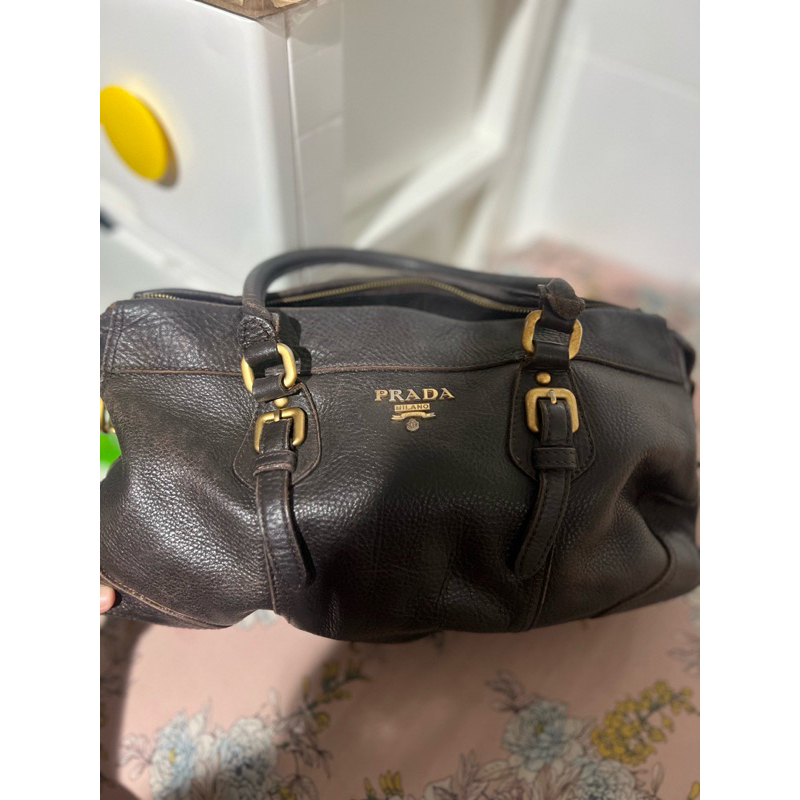 Preloved Handle bag wanita Original Kulit Merk Prada
